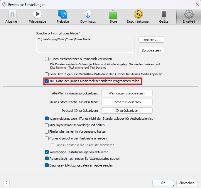 xml Datei teilen