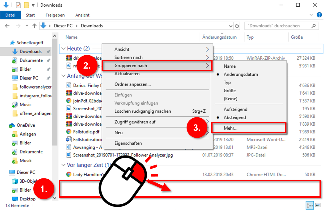 Windows 10 Dateien in Ordner Gruppieren nach